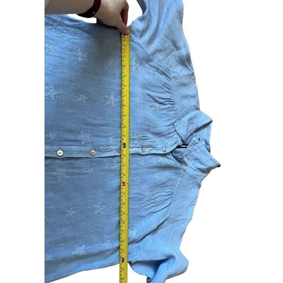 NWT Charlie B Linen Stars Embroidered Button Front Top size L - Picture 4 of 13